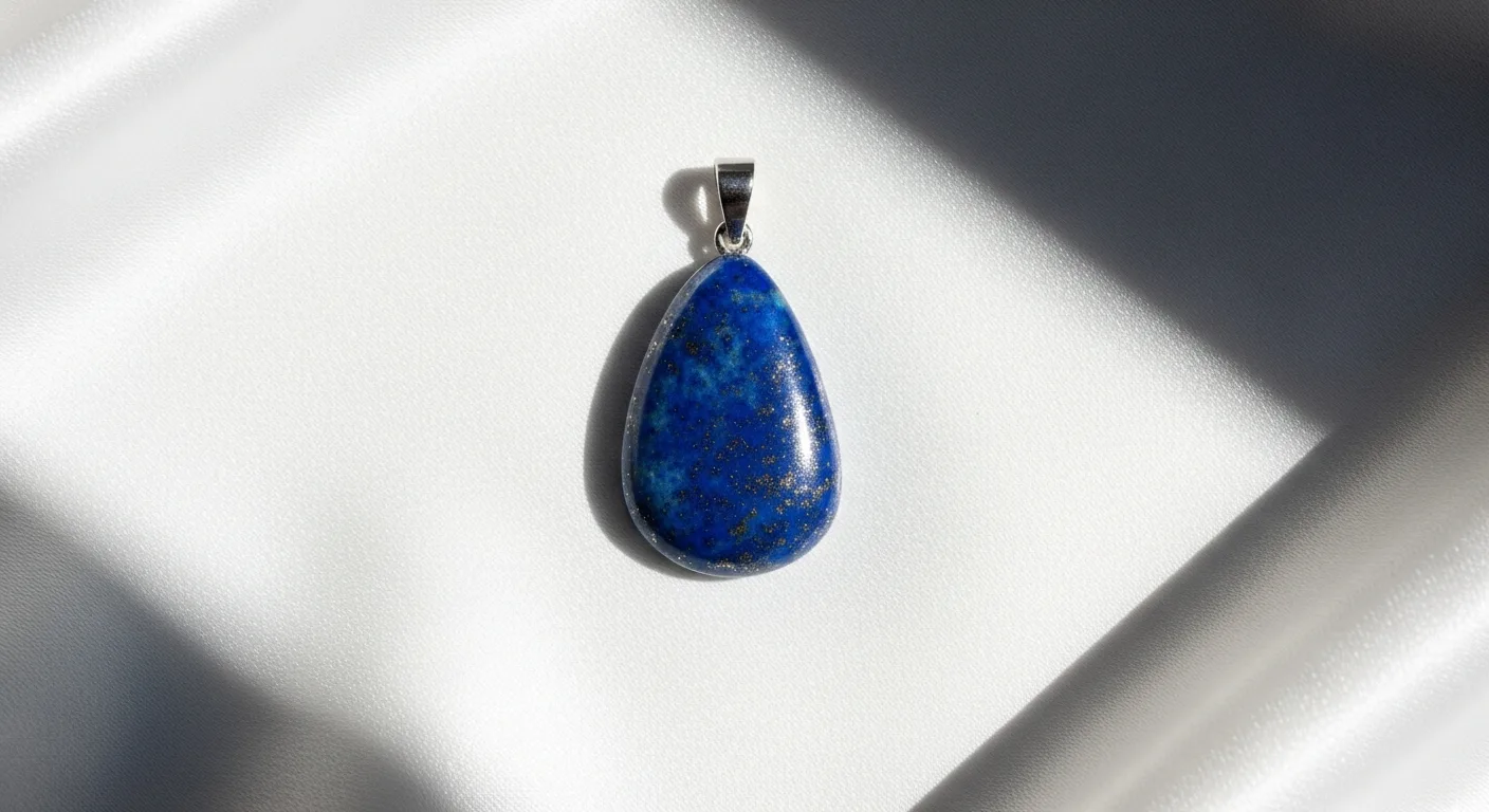 Pendentif lapis lazuli artisanal monté sur argent massif 925 présenté dans écrin joaillier